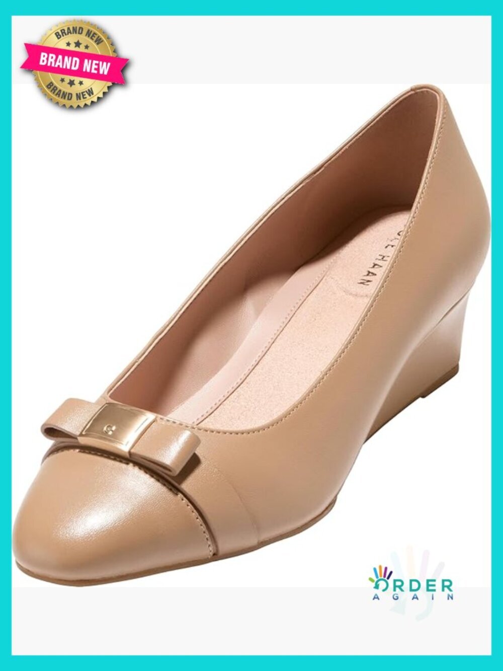 Bow Detail Wedges Comfortable Cushioned Leather Business Casual
